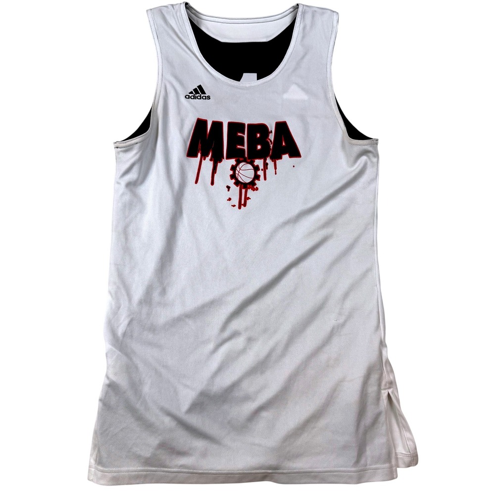 Adidas MEBA Basketball Jersey Size M Reversible Black White Mesh Tank Top #1